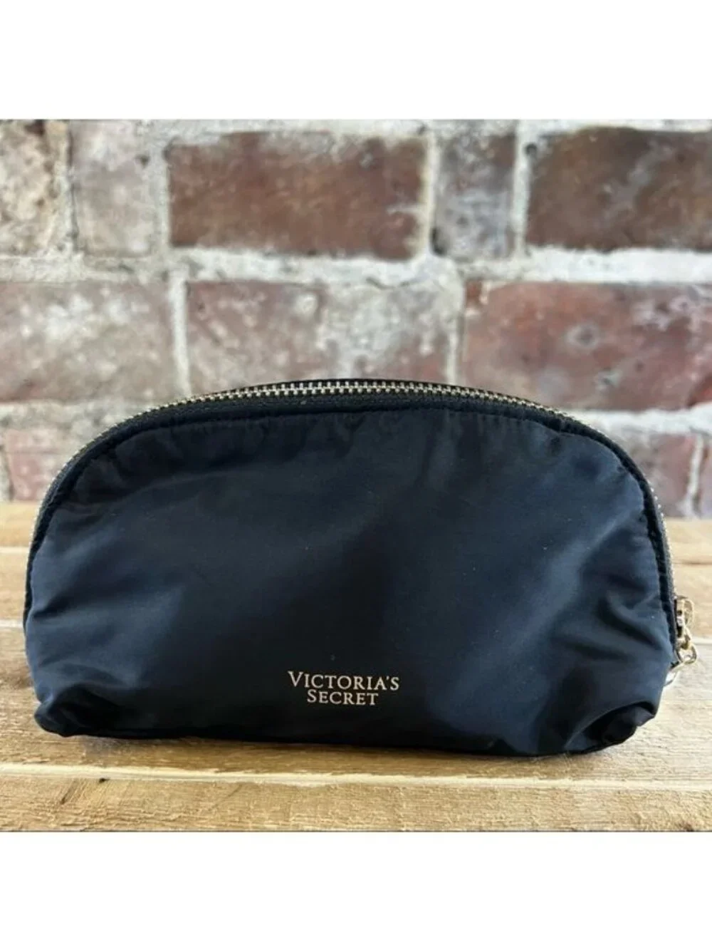 Victoria’s Secret Black Nylon with Gold Hardware Makeup Bags Set of 2
